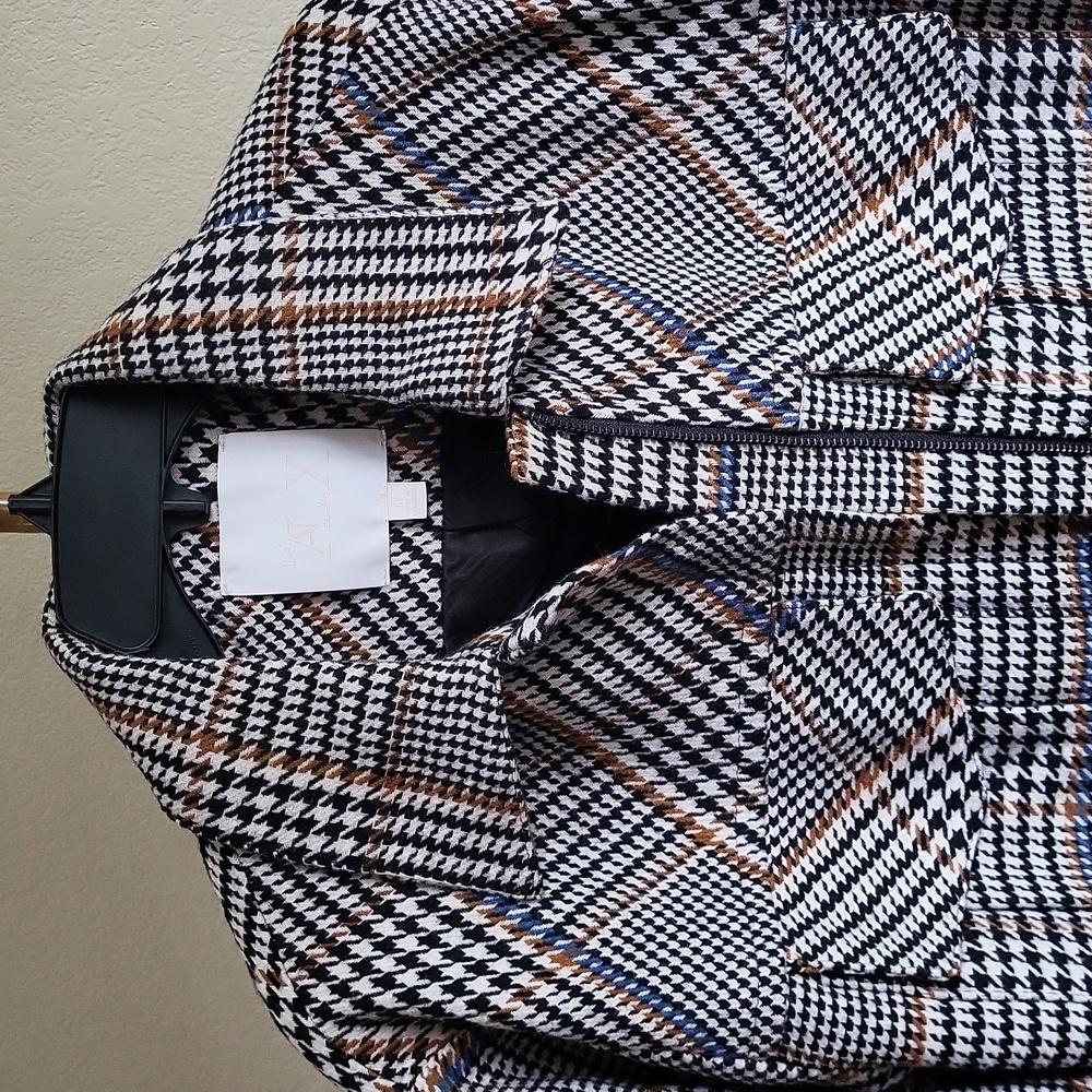 Le' AL.X Wool Blend Knit Plaid Cropped Jacket SZ M - Picture 3 of 8